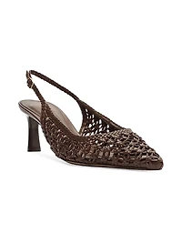 Jane Tresse 60MM Woven Leather Slingback Pumps