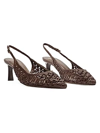 Jane Tresse 60MM Woven Leather Slingback Pumps