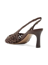 Jane Tresse 60MM Woven Leather Slingback Pumps