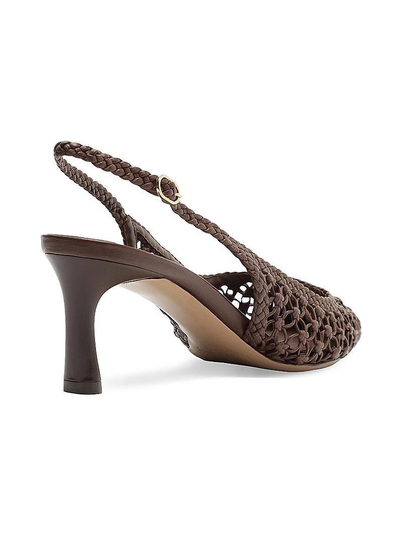 Jane Tresse 60MM Woven Leather Slingback Pumps
