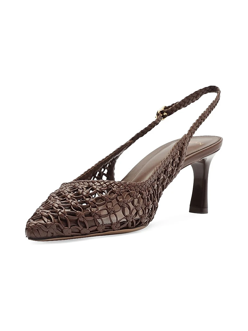 Jane Tresse 60MM Woven Leather Slingback Pumps