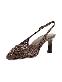 Jane Tresse 60MM Woven Leather Slingback Pumps