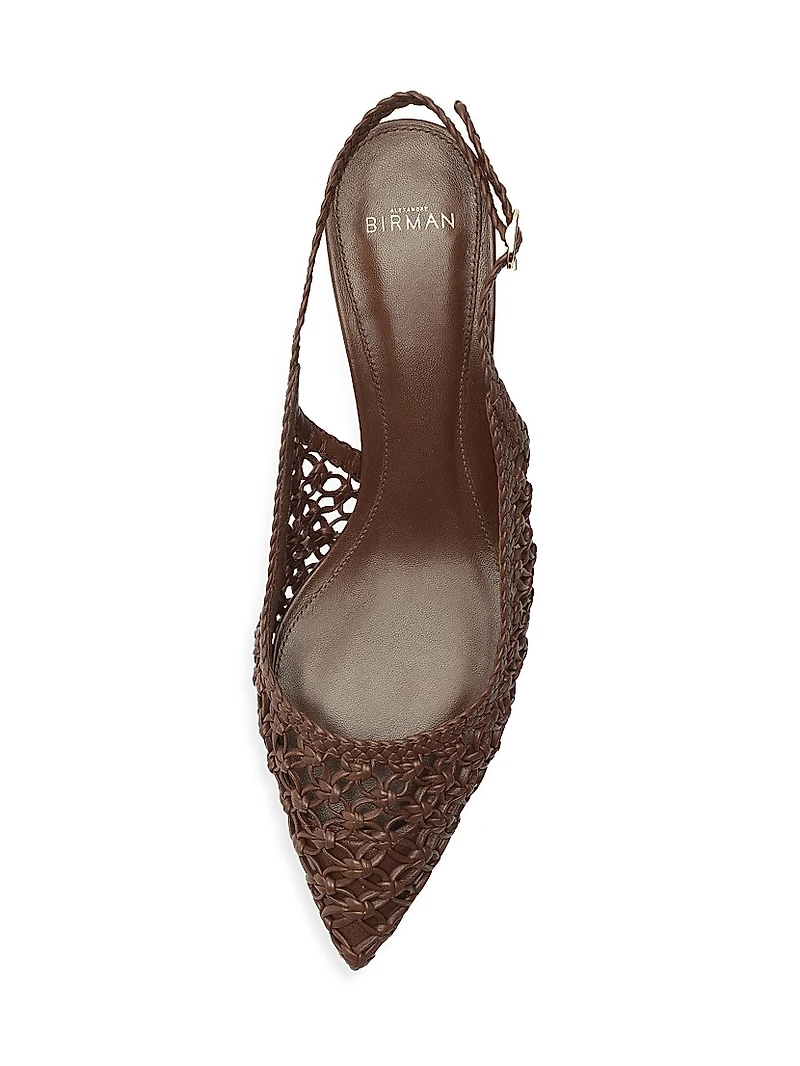 Jane Tresse 60MM Woven Leather Slingback Pumps