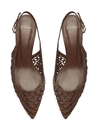 Jane Tresse 60MM Woven Leather Slingback Pumps