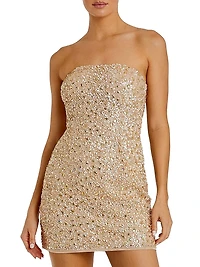 Sequined Bandeau Sheath Minidress