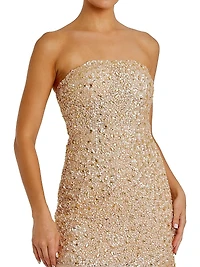 Sequined Bandeau Sheath Minidress