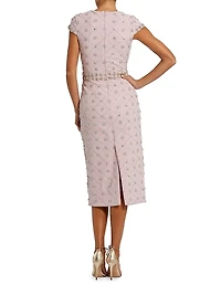 Hand-Embellished Cap-Sleeve Midi-Dress
