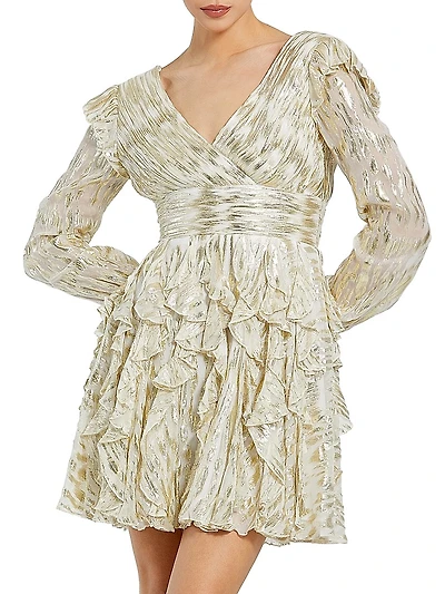 Ieena Metallic Ruffle Minidress