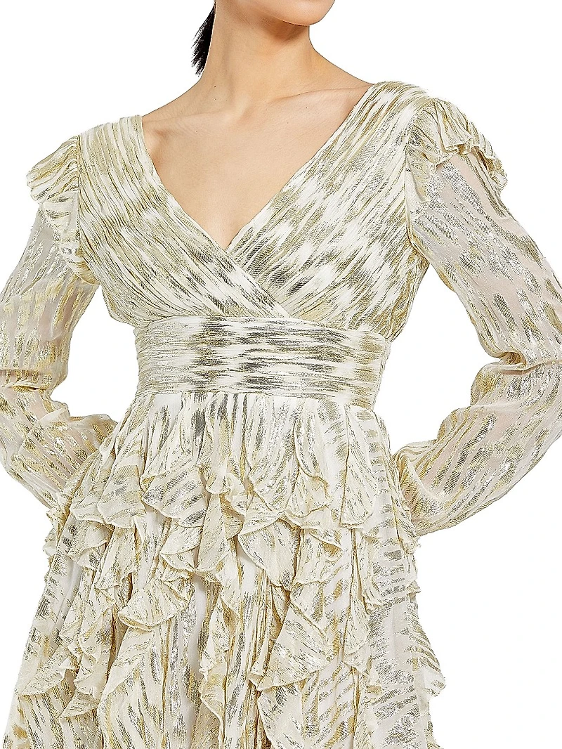 Ieena Metallic Ruffle Minidress