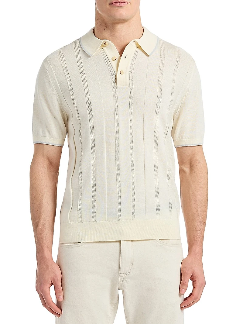 Edvan Striped Wool-Blend Polo Sweater