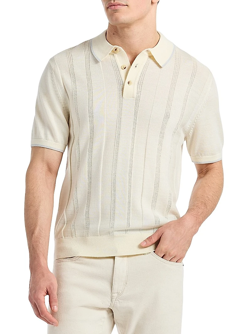 Edvan Striped Wool-Blend Polo Sweater