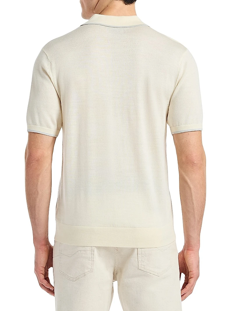 Edvan Striped Wool-Blend Polo Sweater