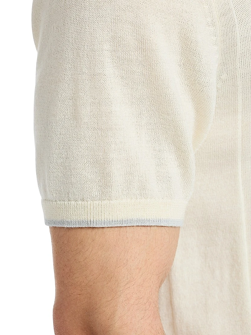 Edvan Striped Wool-Blend Polo Sweater