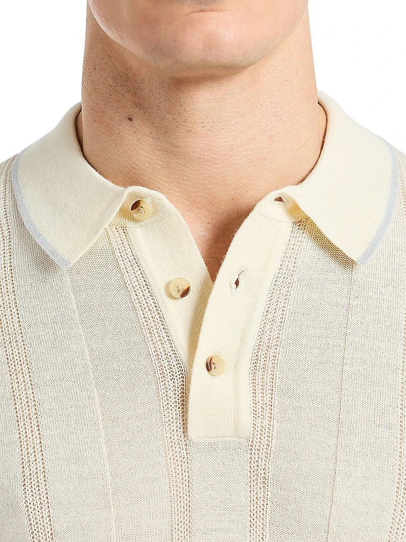 Edvan Striped Wool-Blend Polo Sweater