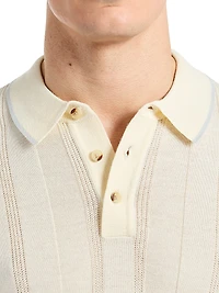 Edvan Striped Wool-Blend Polo Sweater