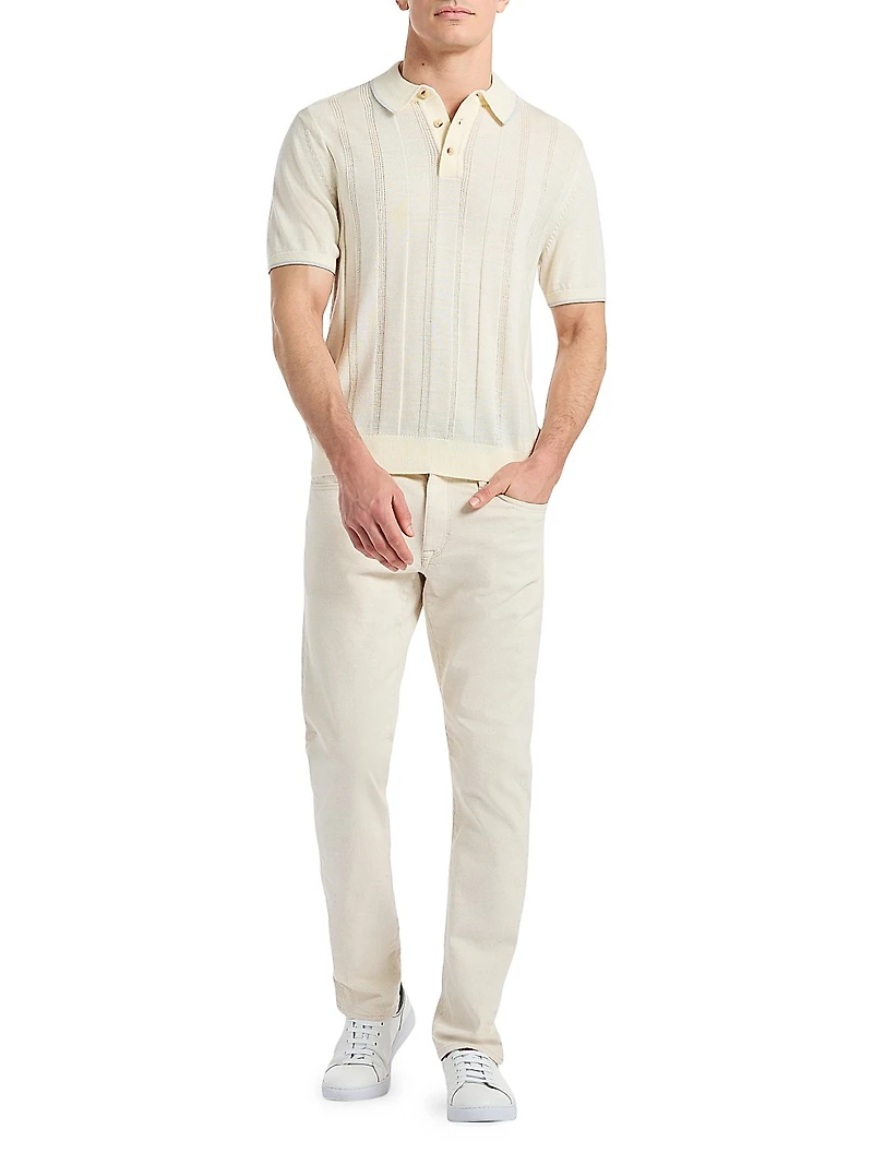 Edvan Striped Wool-Blend Polo Sweater