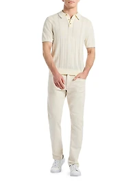 Edvan Striped Wool-Blend Polo Sweater