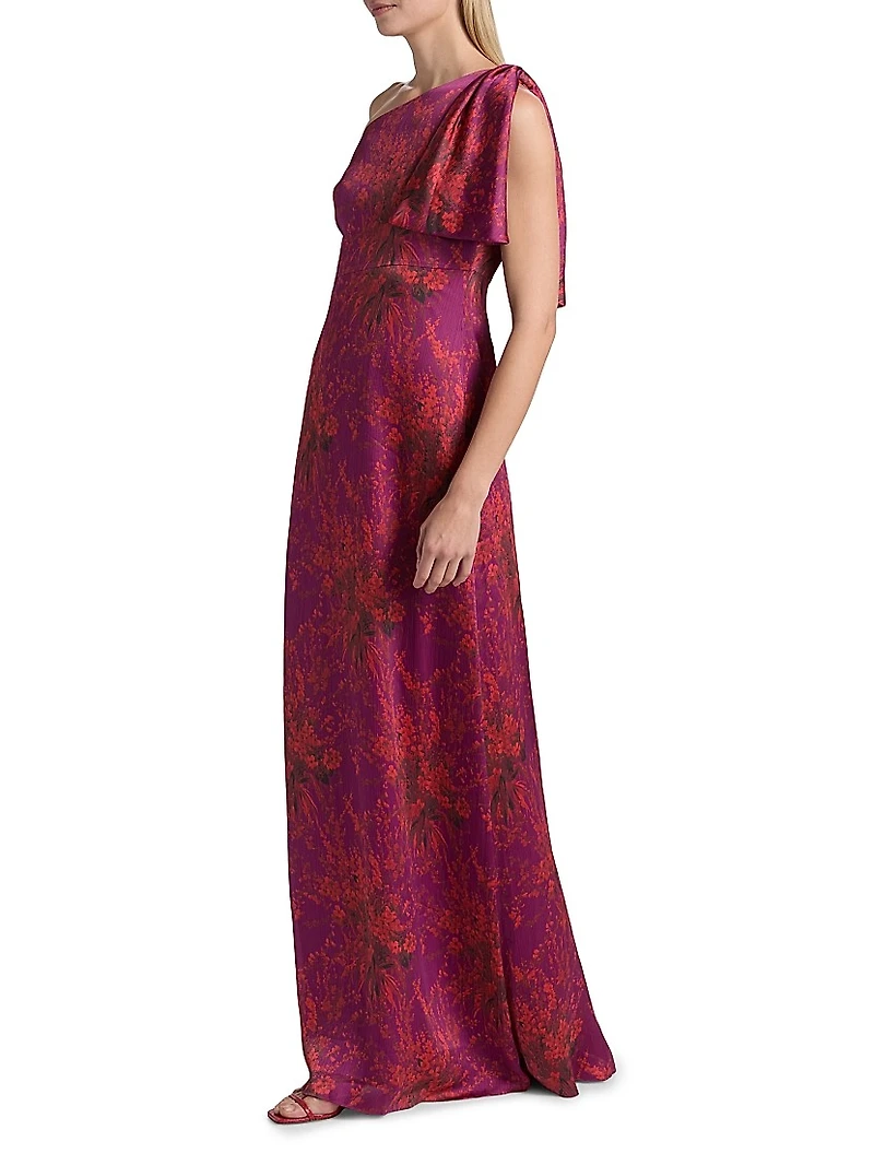 Chelsea Floral One-Shoulder Gown