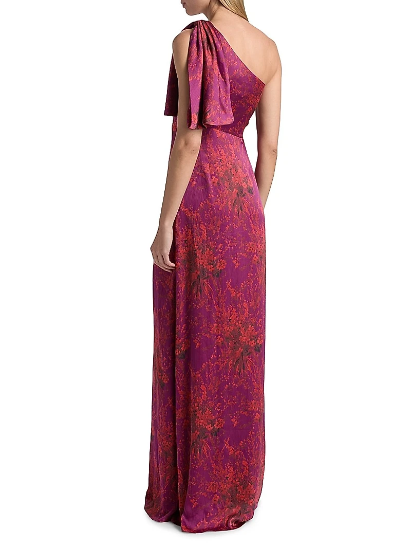 Chelsea Floral One-Shoulder Gown