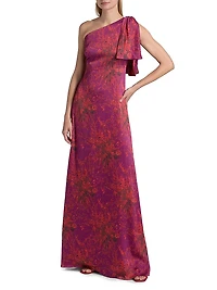 Chelsea Floral One-Shoulder Gown