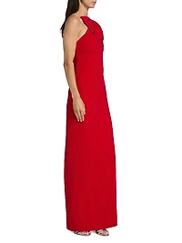 Cosette Bow Crêpe One-Shoulder Gown