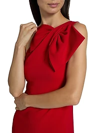 Cosette Bow Crêpe One-Shoulder Gown