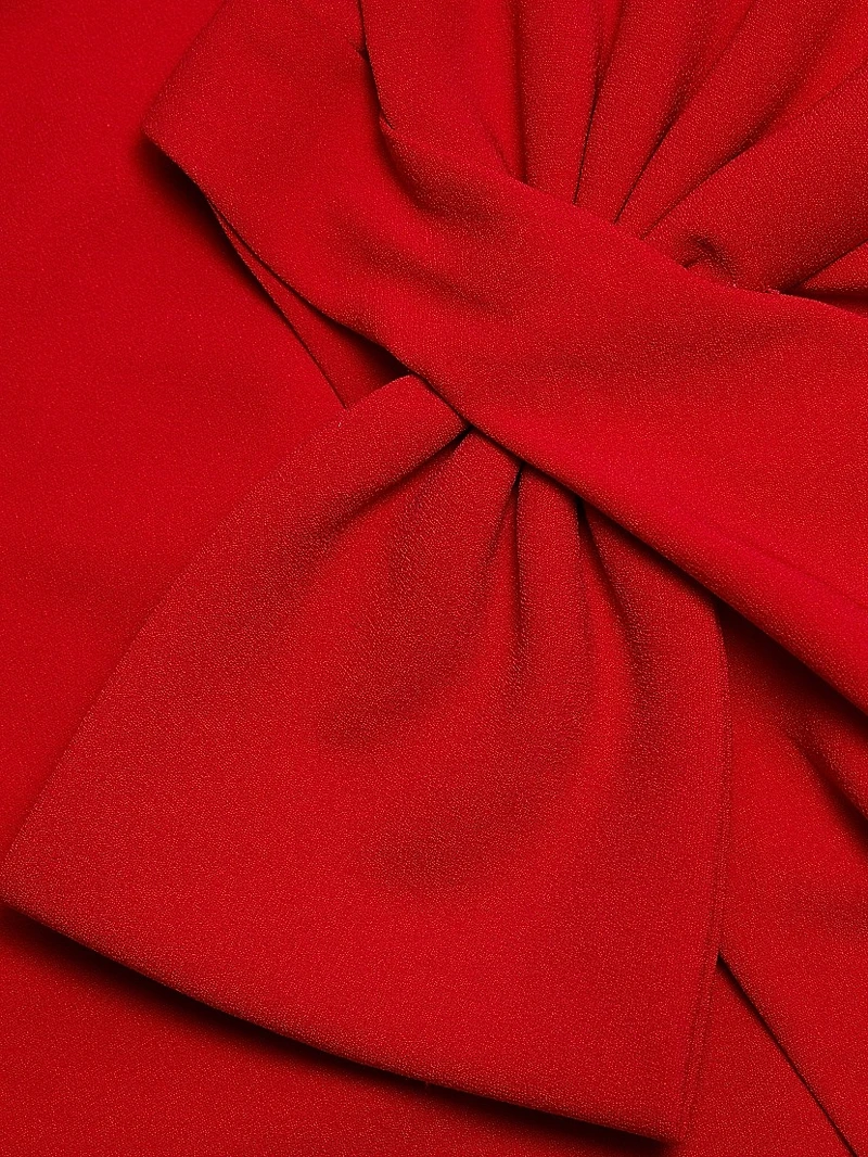 Cosette Bow Crêpe One-Shoulder Gown