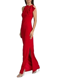 Cosette Bow Crêpe One-Shoulder Gown