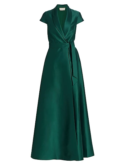 Etienne Shawl Collar Wrap Gown