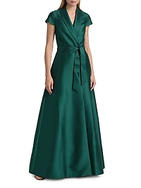 Etienne Shawl Collar Wrap Gown