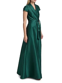 Etienne Shawl Collar Wrap Gown