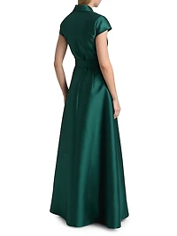 Etienne Shawl Collar Wrap Gown
