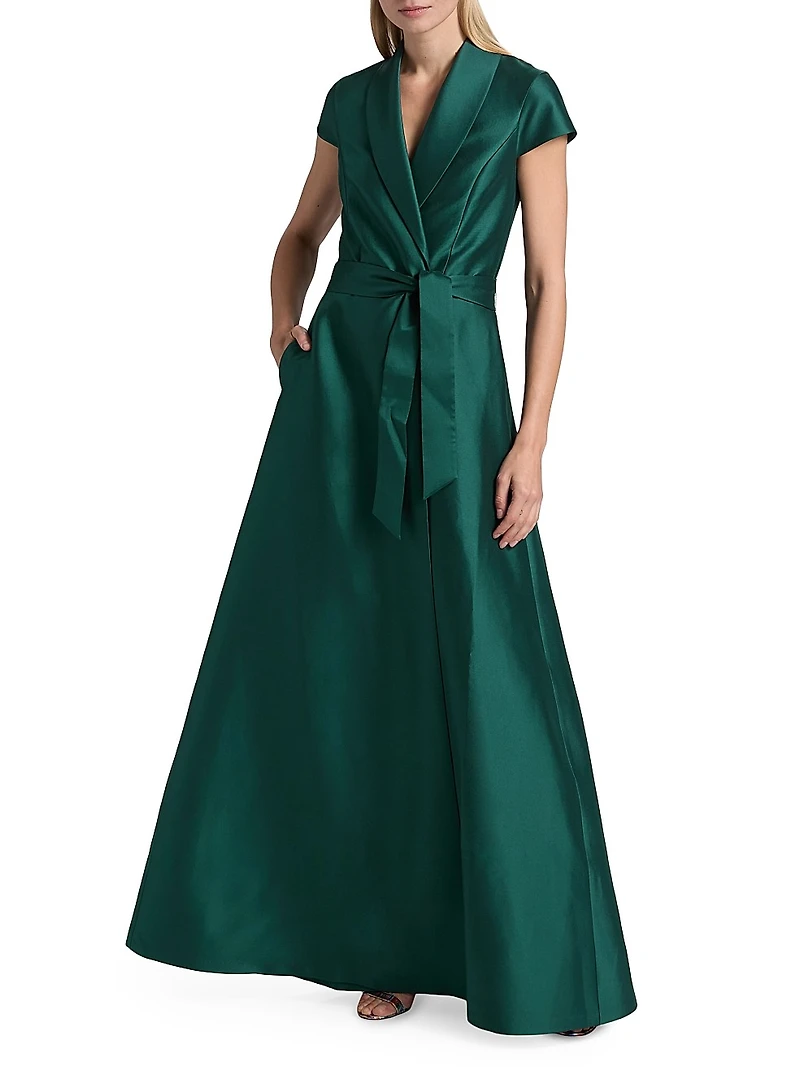 Etienne Shawl Collar Wrap Gown