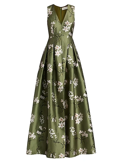 Brooke Pleated Floral Gown
