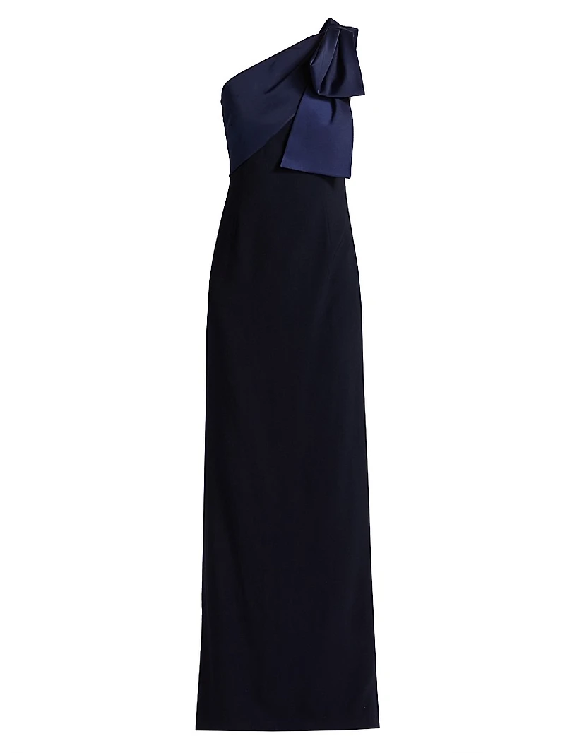 Estrella Stretch-Crepe One-Shoulder Gown