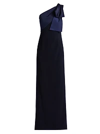 Estrella Stretch-Crepe One-Shoulder Gown