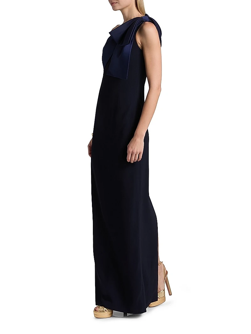 Estrella Stretch-Crepe One-Shoulder Gown