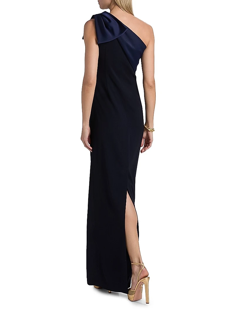 Estrella Stretch-Crepe One-Shoulder Gown