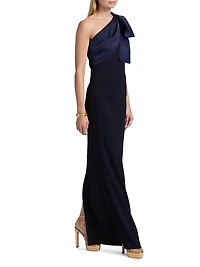 Estrella Stretch-Crepe One-Shoulder Gown