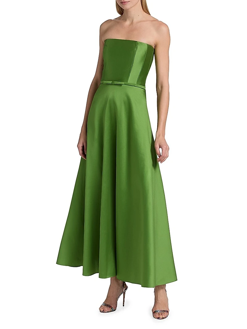 Darian Bow-Detailed Strapless Cocktail Dress
