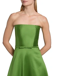 Darian Bow-Detailed Strapless Cocktail Dress