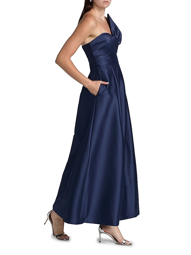 Stephie Mikado Strapless Gown