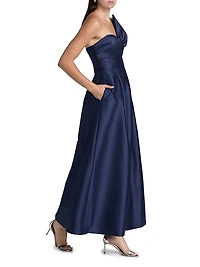 Stephie Mikado Strapless Gown