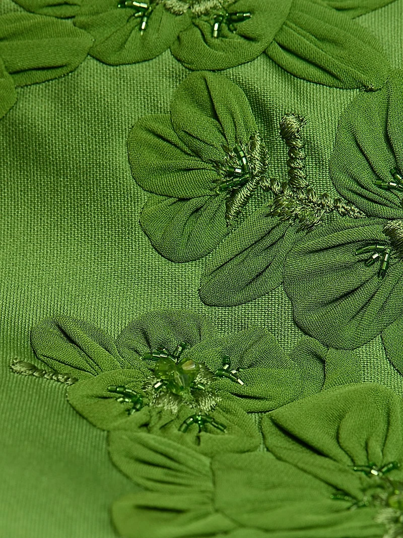 Gwendolyn Floral Satin Cap-Sleeve Gown