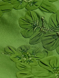 Gwendolyn Floral Satin Cap-Sleeve Gown