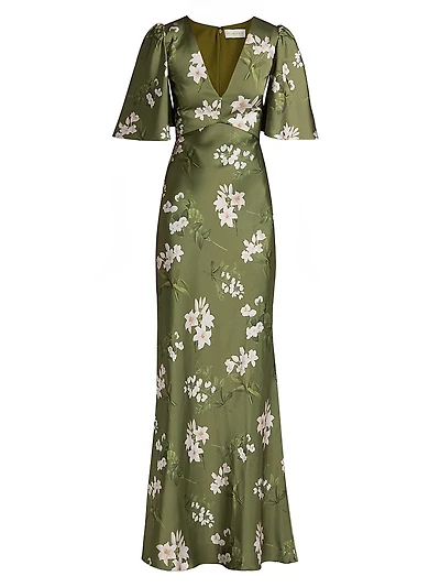 Mae Floral Satin Gown