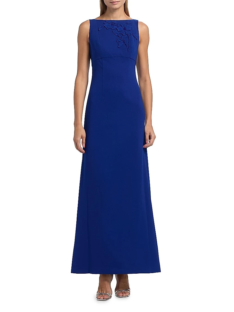 Tracey Embellished Crepe Sleeveless Gown