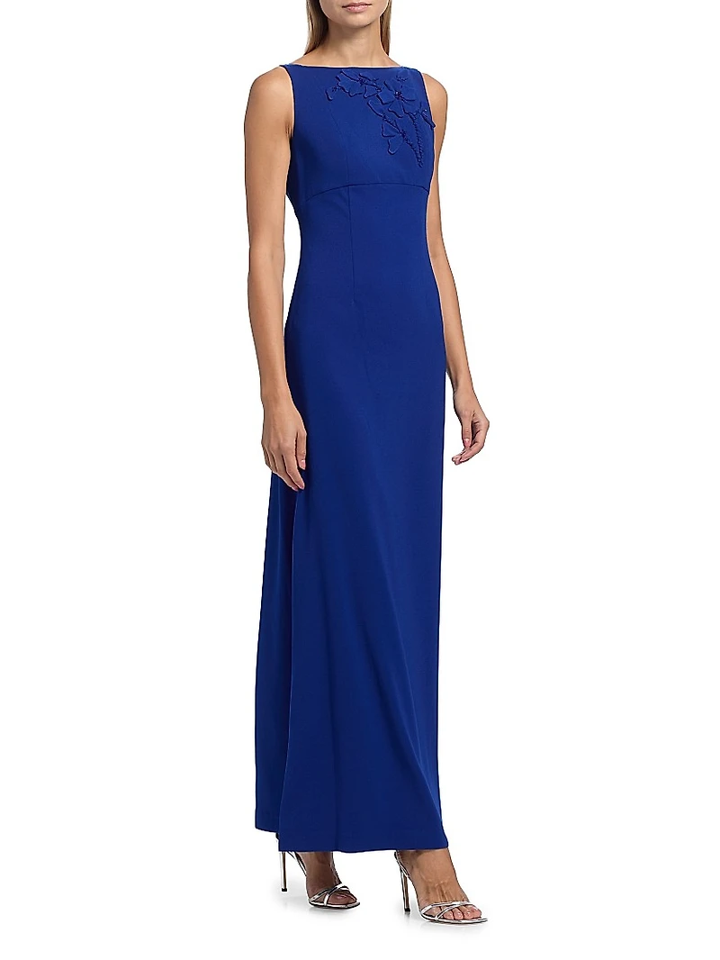 Tracey Embellished Crepe Sleeveless Gown