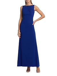 Tracey Embellished Crepe Sleeveless Gown