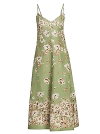 Mae Floral Linen Fit & Flare Midi-Dress